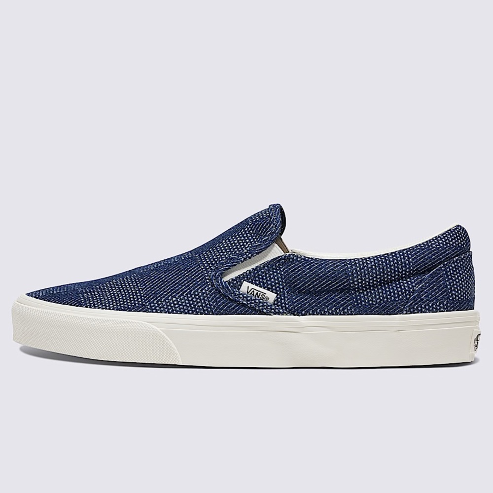 Vans NIB Classic Slip-On Denim Shoe Blue Checker Size: 8.5 Men/10.0 Women